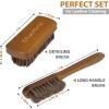 imageLeather ampamp Textile Shine Brush by TAKAVU Durable Soft Nylon Bristles Included Detailing Cleaning Brush Unique Concave Design Wood Handle for Car Interior Seat Carpet Upholstery Couch Boots ShoesHorse Hair Bristle
