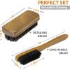 imageLeather ampamp Textile Shine Brush by TAKAVU Durable Soft Nylon Bristles Included Detailing Cleaning Brush Unique Concave Design Wood Handle for Car Interior Seat Carpet Upholstery Couch Boots ShoesBlack Boar Bristle
