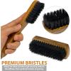 imageLeather ampamp Textile Shine Brush by TAKAVU Durable Soft Nylon Bristles Included Detailing Cleaning Brush Unique Concave Design Wood Handle for Car Interior Seat Carpet Upholstery Couch Boots ShoesBlack Boar Bristle