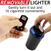 imageTAKAVU Car Ashtray 1Pack Easy Clean Up Detachable Stainless Car Ashtray with Lid Blue Led Light and Removable Lighter for Most Vehicle Cup Holder SilverBlue