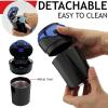 imageTAKAVU Car Ashtray 1Pack Easy Clean Up Detachable Stainless Car Ashtray with Lid Blue Led Light and Removable Lighter for Most Vehicle Cup Holder SilverBlue