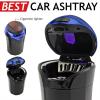 imageTAKAVU Car Ashtray 1Pack Easy Clean Up Detachable Stainless Car Ashtray with Lid Blue Led Light and Removable Lighter for Most Vehicle Cup Holder SilverBlue