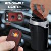 imageTAKAVU Car Ashtray 1Pack Easy Clean Up Detachable Stainless Car Ashtray with Lid Blue Led Light and Removable Lighter for Most Vehicle Cup Holder SilverSilver