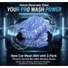 imageTAKAVU New Car Wash Mitt 2 Pack Premium Cyclone Microfiber Washing Gloves Holds Tons of Sudsy Water for Effective Washing Machine Washable Lint Free Scratch Free Green ampamp WhiteBlue  White