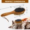 imageTAKAVU Pin ampamp Bristle Pet Brush for Dogs ampamp Cats  Double Sided Grooming Tool Detangles Removes Loose Hair ampamp Conditions Coat  Wood HandleWhite Boar Bristle  Silicone Brush