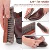imageTAKAVU Shoe Shine Brushes Kit 4PCS  100 Soft Horsehair Bristles Brush Polish Applicator Crepe Suede Shoes Brush Microfiber Buffing Cloth for Shoes Leather Boot Cloth Bag4 Piece Set