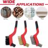 imageTAKAVU Small Wire Brush Set 3 Different Types Brush Brass  Stainless Steel  Nylon Wire Brushes for Cleaning with Curved Handle Grip for Rust Removal Dirt Paint Scrubbing3pcs Small Wire Brush