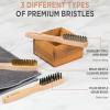 imageTAKAVU Small Wire Brush Set 3 Different Types Brush Brass  Stainless Steel  Nylon Wire Brushes for Cleaning with Curved Handle Grip for Rust Removal Dirt Paint Scrubbing3pcs Small Wooden Wire Brush
