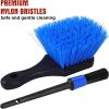 imageTAKAVU Wheel Tire Brush  Soft Bristle with Short Handle Included Detailing Brush  Car Cleaning Kit for Rims Tires Interior Vents Emblems  Scratch SafeBlue  Stiff Bristle