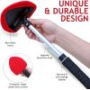 imageTAKAVU Windshield Window Cleaner Tool Extendable LongReach Handle Unique Pivoting Triangular Head 3 Washable Reusable Microfiber Bonnets Car ampamp Home Inside Interior Exterior Use  Lint Free RedBlack  Red