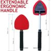 imageTAKAVU Windshield Window Cleaner Tool Extendable LongReach Handle Unique Pivoting Triangular Head 3 Washable Reusable Microfiber Bonnets Car ampamp Home Inside Interior Exterior Use  Lint Free RedBlack  Red