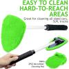 imageTAKAVU Windshield Window Cleaner Tool Extendable LongReach Handle Unique Pivoting Triangular Head 3 Washable Reusable Microfiber Bonnets Car ampamp Home Inside Interior Exterior Use  Lint Free RedBlack  Green