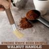 imageTakavu Coffee Grinder Cleaning Brush Barista Brush with Black Boar Bristle Espresso Machine Cleaner Tool Brista Dusting Accessories Used on Group Heads Shower Screen Portafilter Scoop TamperWhite Boar Bristle
