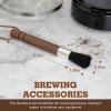imageTakavu Coffee Grinder Cleaning Brush Barista Brush with Black Boar Bristle Espresso Machine Cleaner Tool Brista Dusting Accessories Used on Group Heads Shower Screen Portafilter Scoop TamperBlack Boar Bristle
