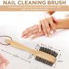 imageTakavu Nail Brush Pure Boar Bristles Natural Wood Handle Nail Cleaning Brush for Scrubbing Fingernail Toenail Hand Feet Dual Sided for Regular Manicure Nail Care HygieneBrown Horse Hair