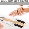 imageTakavu Nail Brush Pure Boar Bristles Natural Wood Handle Nail Cleaning Brush for Scrubbing Fingernail Toenail Hand Feet Dual Sided for Regular Manicure Nail Care HygieneBlack Boar Bristle