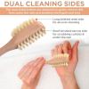 imageTakavu Nail Brush Pure Boar Bristles Natural Wood Handle Nail Cleaning Brush for Scrubbing Fingernail Toenail Hand Feet Dual Sided for Regular Manicure Nail Care HygieneWhite Boar Bristle