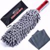 imageCar Duster Interior by TAKAVU 360 Microfiber Fingers Unbreakable Comfort Handle Lint and Scratch Free Include Microfiber Towel for Car ampamp Home Use The Best Auto Accessories GrayMicrofiber Chenille with Towel