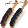 imageTAKAVU Clothes Brush Pack 2 100 Black Boar ampamp Horse Hair Bristle Beech Wood Handle Lint Remover for Clothes Suits Cashmere Wool Cotton Synthetic Fabrics