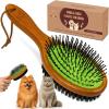 imageTAKAVU Pin ampamp Bristle Pet Brush for Dogs ampamp Cats  Double Sided Grooming Tool Detangles Removes Loose Hair ampamp Conditions Coat  Wood HandleBlack Boar Bristle  Pin Brush