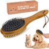 imageTAKAVU Pin ampamp Bristle Pet Brush for Dogs ampamp Cats  Double Sided Grooming Tool Detangles Removes Loose Hair ampamp Conditions Coat  Wood HandleWhite Boar Bristle  Silicone Brush