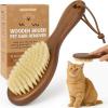 imageTakavu Boar Bristle Cat Hair Brush Gentle Grooming Brush with Natural Bristles and Wooden Handle for Sensitive Skin Pet Cleaning Supplies Keeping Your Cats Fur Hair Coat Healthy and ShinyWhite Boar Bristle