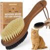 imageTakavu Boar Bristle Cat Hair Brush Gentle Grooming Brush with Natural Bristles and Wooden Handle for Sensitive Skin Pet Cleaning Supplies Keeping Your Cats Fur Hair Coat Healthy and ShinyDouble Side Brush