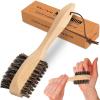imageTakavu Nail Brush Pure Boar Bristles Natural Wood Handle Nail Cleaning Brush for Scrubbing Fingernail Toenail Hand Feet Dual Sided for Regular Manicure Nail Care HygieneBrown Horse Hair