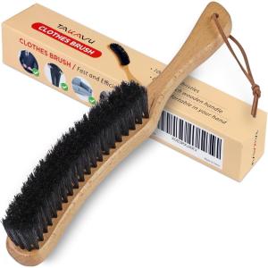 imageLint Brush for Clothes with 100 Soft Horse Hair Bristle Large Beech Wood Handle Lint Remover for Hat Pet Hair Suits Cashmere Wool Velvet Suede ShoeBlack Boar Bristle