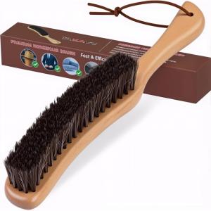 imageLint Brush for Clothes with 100 Soft Horse Hair Bristle Large Beech Wood Handle Lint Remover for Hat Pet Hair Suits Cashmere Wool Velvet Suede ShoeHorse Hair Bristle