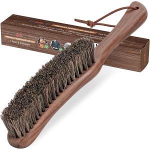 imageLint Brush for Clothes with 100 Soft Horse Hair Bristle Large Beech Wood Handle Lint Remover for Hat Pet Hair Suits Cashmere Wool Velvet Suede ShoeWalnuthorsehair
