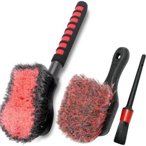 imageTAKAVU Car Tire Brush Set 175 Car Wash Brush Soft Bristle Tire Brush ampamp Detailing Brush Cleans Dirty Tires ampamp Releases Dirt and Road Grime