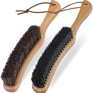 imageTAKAVU Clothes Brush Pack 2 100 Black Boar ampamp Horse Hair Bristle Beech Wood Handle Lint Remover for Clothes Suits Cashmere Wool Cotton Synthetic Fabrics