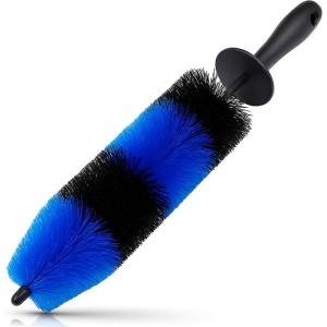 imageTAKAVU Master Wheel ampamp Tire Brush Easy Reach Wheel and Rim Detailing Brush Long Soft Bristle Car Tire Brush Wheel Scrub Brush Multipurpose use for Wheels Rims Exhaust Tips Motorcycles BlueBlue  Black