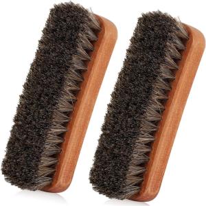 imageTAKAVU Shoe Shine Brushes Kit 4PCS  100 Soft Horsehair Bristles Brush Polish Applicator Crepe Suede Shoes Brush Microfiber Buffing Cloth for Shoes Leather Boot Cloth Bag2pcs Shoe Brush 67 inches