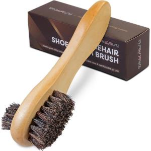 imageTAKAVU Shoe Shine Brushes Kit 4PCS  100 Soft Horsehair Bristles Brush Polish Applicator Crepe Suede Shoes Brush Microfiber Buffing Cloth for Shoes Leather Boot Cloth BagShoe Polishing Applicator