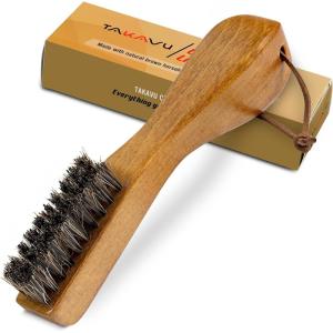 imageTAKAVU Stain Brush Laundry Brush for Stain Removal Natural Horse Hair Cleaning Brush with Ergonomic Handle Suitable for Delicate Fabrics Without Damage Perfect Laundry Shoes Boots HomeHorse Hair Bristle